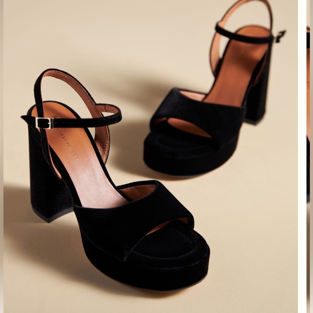 Anthropologie Black Platform Sandals